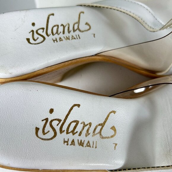 Womens White & Clear Beachy  Boho Coastal Chic Chunky Slip On Heel Sandals / 7 - Picture 7 of 7